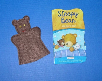 Bear Hand Puppet and Board Book Set / Brown Bear Puppet and Book