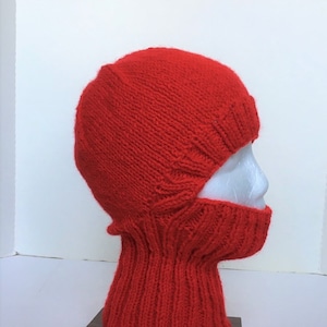 Red Balaclava or Ski Mask / Hand Knit Red Helmet Liner / Red Cosplay Helmet image 1