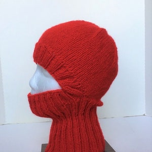 Red Balaclava or Ski Mask / Hand Knit Red Helmet Liner / Red Cosplay Helmet image 2