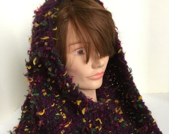 Large Funky Scarf / Thick and Warm Hand Knit Cowl / Knit Circle Scarf