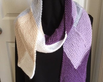 Bamboo Knit Scarf / Purple and Gray Hand Knit Wrap / Soft Knit Scarf / Holiday Gift Idea
