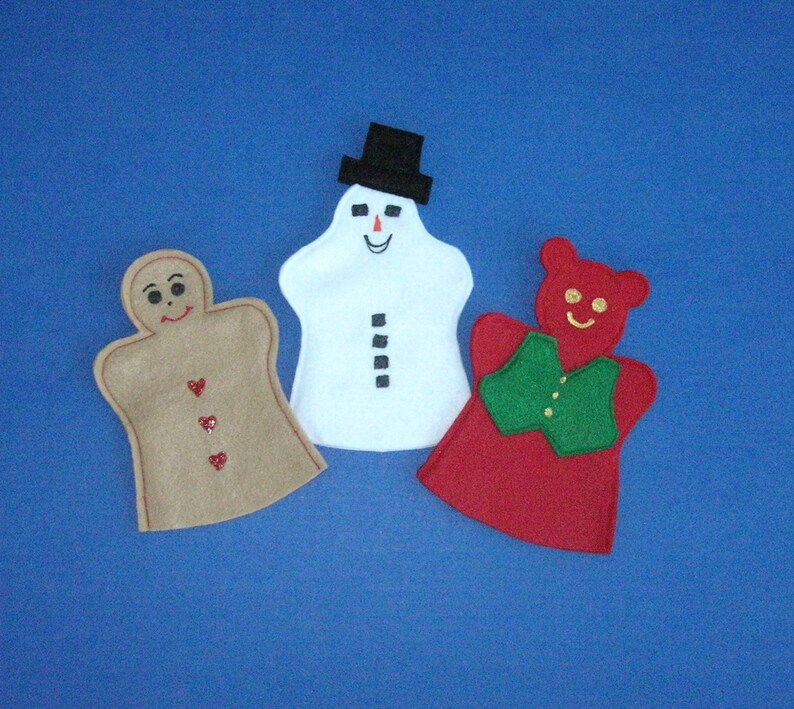 Snowman Hand Puppet and Book Set / Felt snowman puppet and image 3
