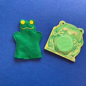 Frog Puppet and Board Book Set / Felt Frog Hand Puppet / Party Favor