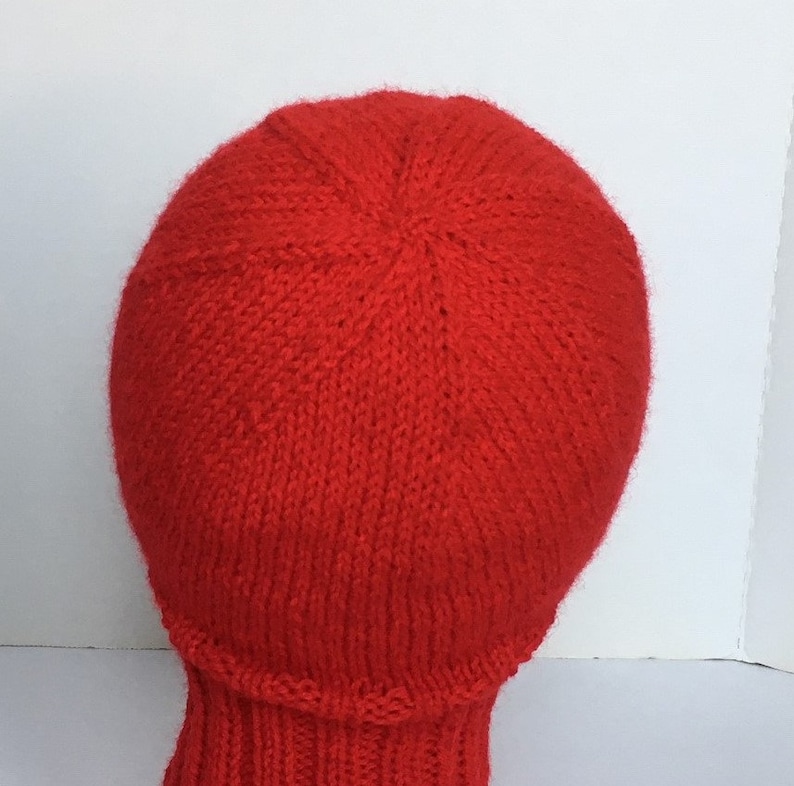 Red Balaclava or Ski Mask / Hand Knit Red Helmet Liner / Red Cosplay Helmet image 7