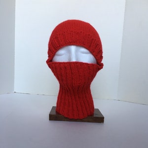 Red Balaclava or Ski Mask / Hand Knit Red Helmet Liner / Red Cosplay Helmet image 4