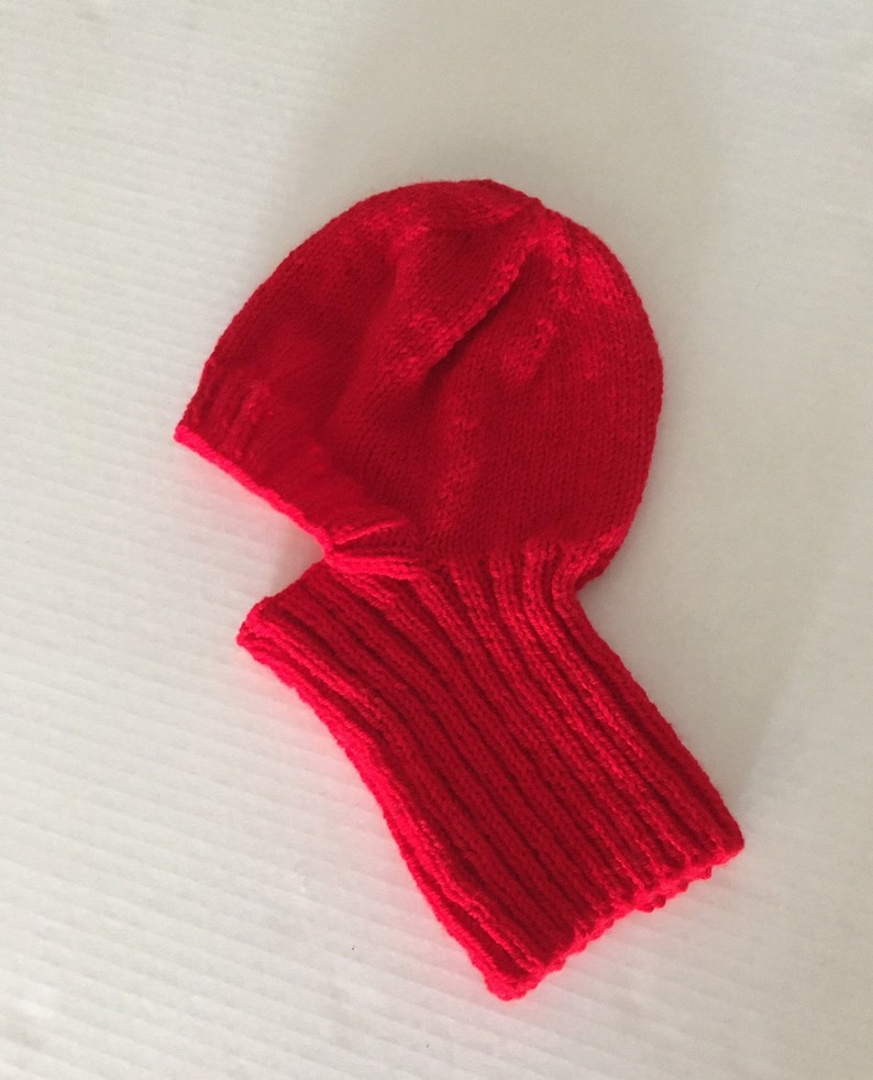 Red Balaclava or Ski Mask / Hand Knit Red Helmet Liner / Red Cosplay Helmet image 3