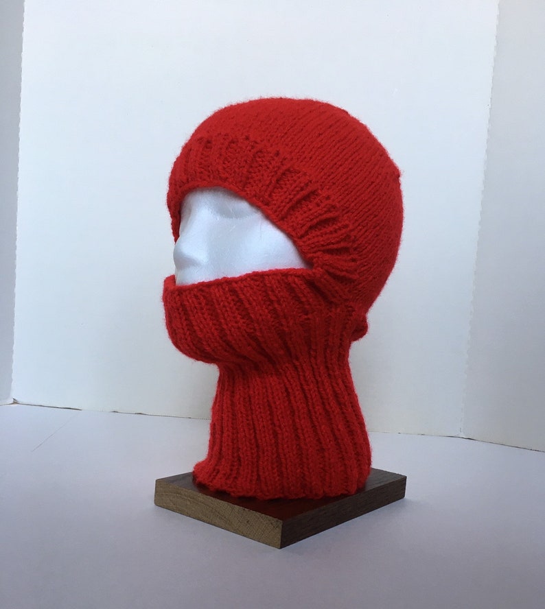 Red Balaclava or Ski Mask / Hand Knit Red Helmet Liner / Red Cosplay Helmet image 6