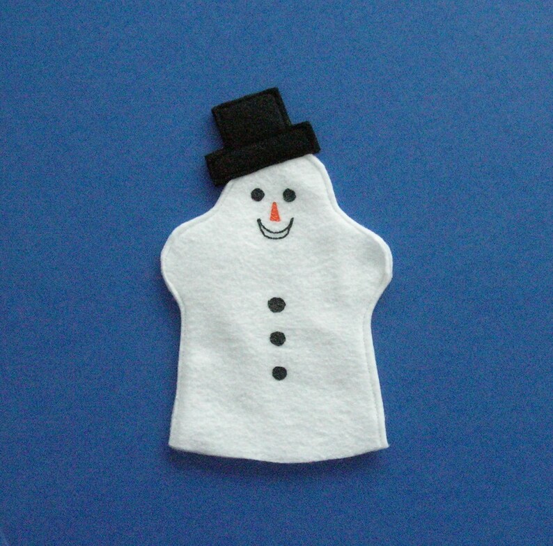 Snowman Hand Puppet and Book Set / Felt snowman puppet and image 1