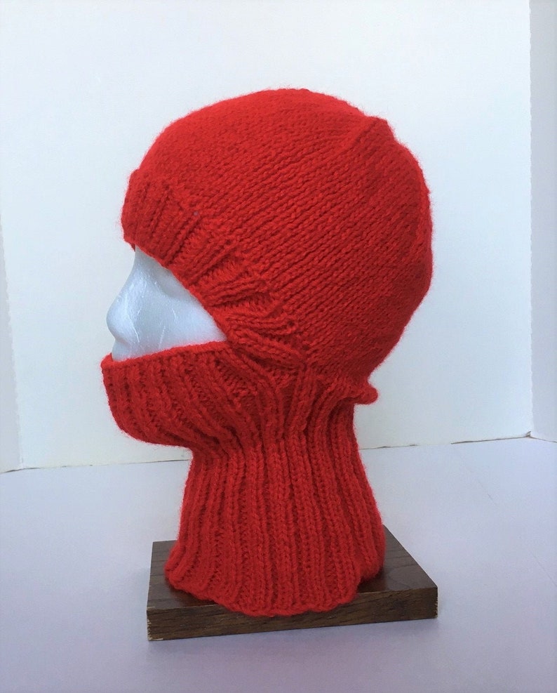 Red Balaclava or Ski Mask / Hand Knit Red Helmet Liner / Red Cosplay Helmet image 2