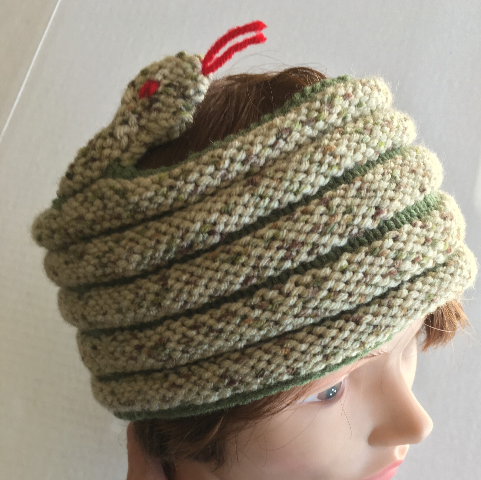 Rattlesnake Headband / Spotted Snake Hat / Tan and Green Snake Etsy
