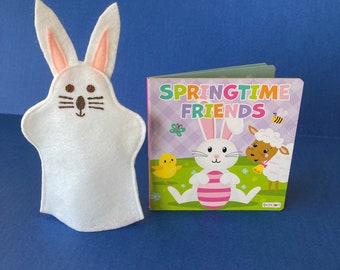 Bunny Rabbit Hand Puppet  / Rabbit Puppet and Board Book