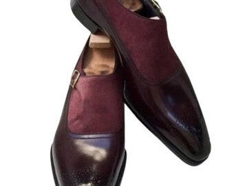 Burgundy Party Wear Shoes In Genuine Leather Suede For Men