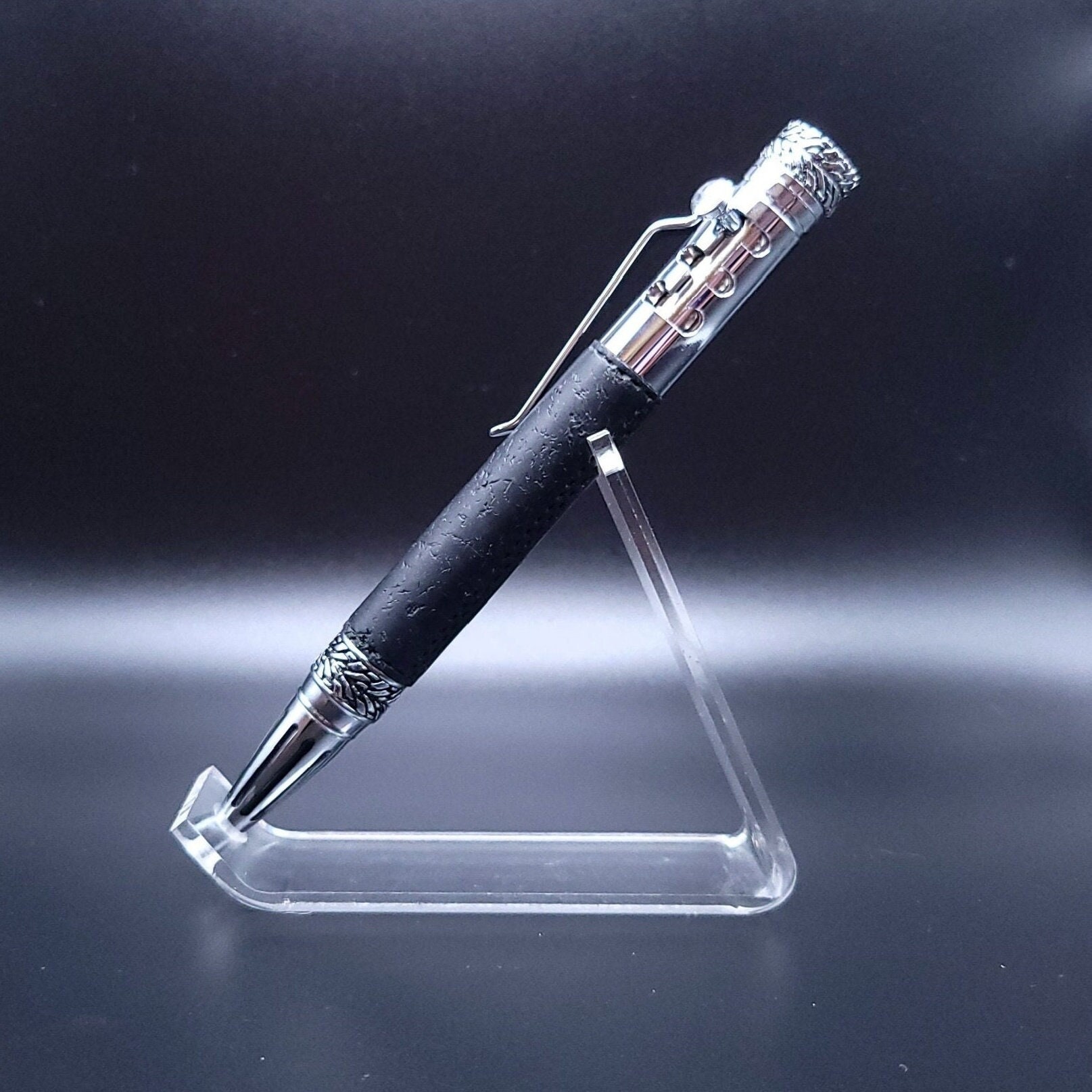 Custom Acrylic Pen Hand Turned Beautiful Purple Black, White, and Lavender  Made in USA Stainless Steel Hardware 003BPA 