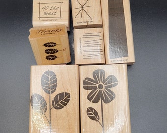 Ti auguro il meglio Stampin-Stampin' Up in due fasi! Set di francobolli di 7-2004 vintage, gomma e legno ritirati, set montato: fiori, foglie, parole, disegni