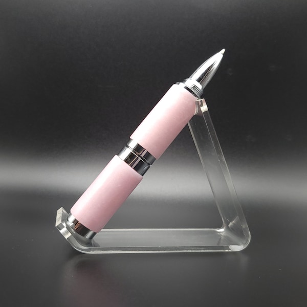 Quartz Pink Lipstick Miniature Pen in Chrome and Polymer Clay-Limited Stock