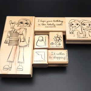 ヴィンテージ トータルクール スタンピンアップ！ラバースタンプセット：レディース、財布、花