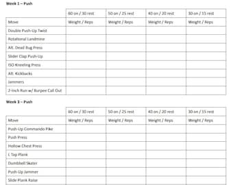 6 Weeks of the Work Dumbbell Tracker Sheets | Beachbody Workouts | Weight Tracker Sheet