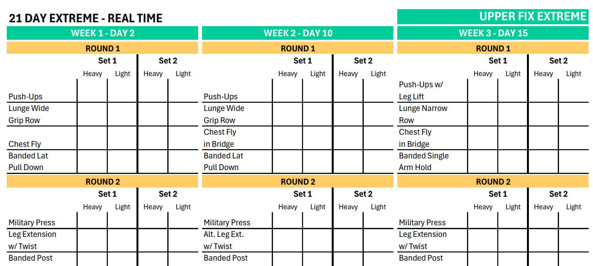 21 Day Fix Extreme - Real Time Tracker Sheets | Beachbody Workouts - 21 Day Fix Extreme Real Time Cast