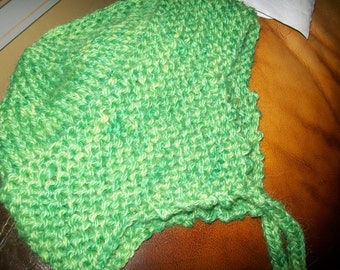 Handknit Handdyed Wool Mohair Earflap Hat Ski Cap Spring  display picture 1