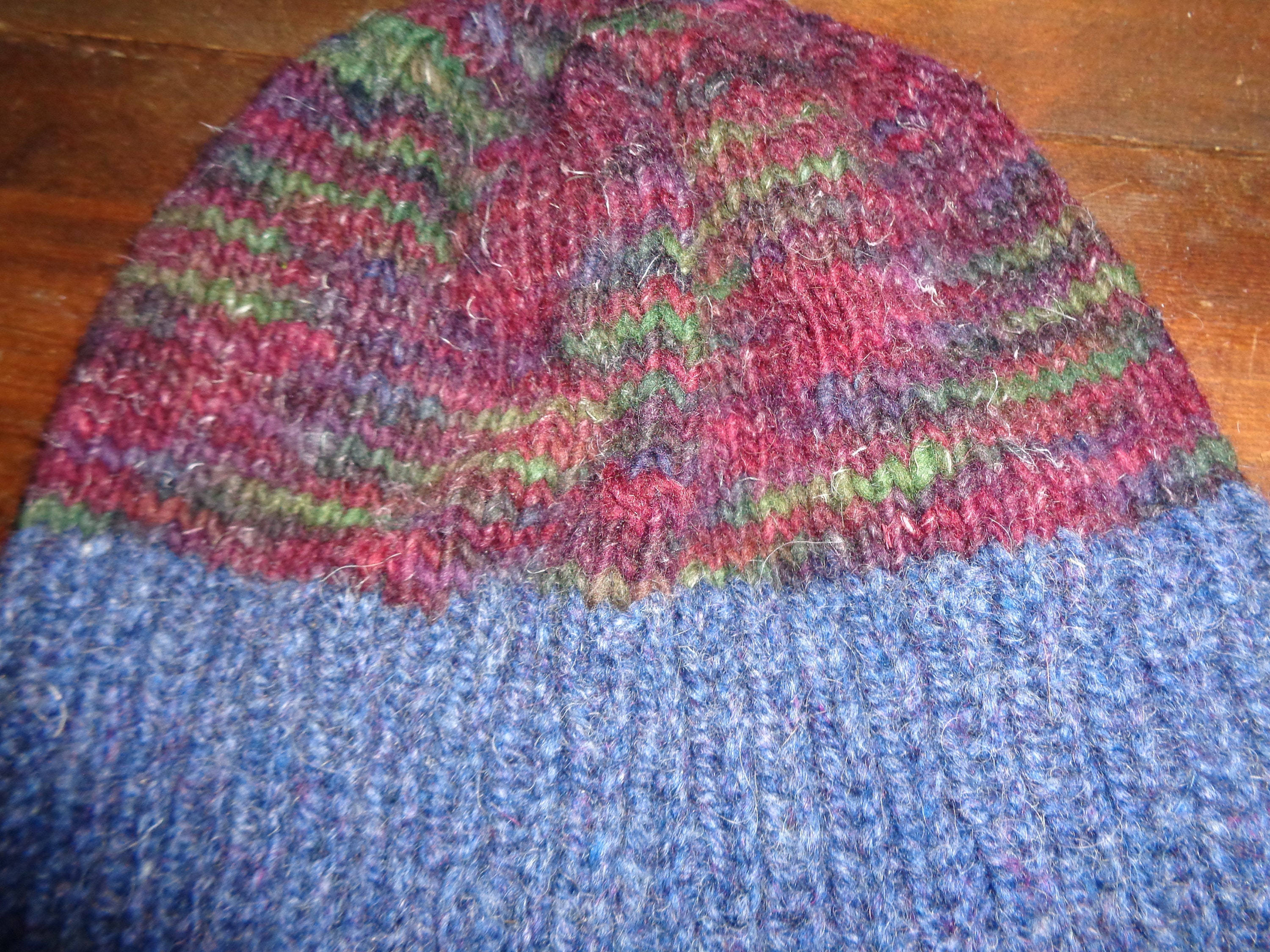 93 Hand Knit Knitted Wool Flax Hat Hand Dyed Briar Rose Fibers