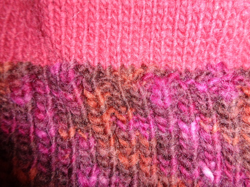 Hand knit knitted wool mohair cashmere Harrisville Designs Debbie Bliss hat cap watchcap beanie raspberry pumpkin mediumweight women OS