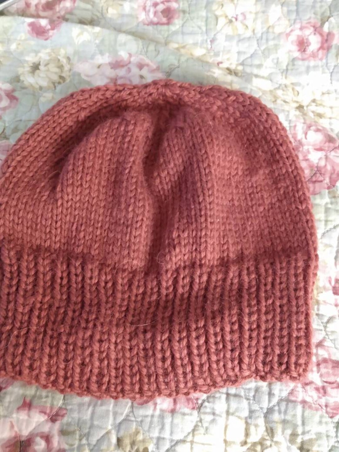 164 Hand Knit Knitted 100 Percent Wool Watchcap Beanie Hat