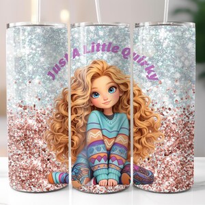 Quirky Girl 20oz Tumbler Wrap, Sublimation Design Download, Straight Skinny Tumbler Wrap PNG, Sublimation Digital Download