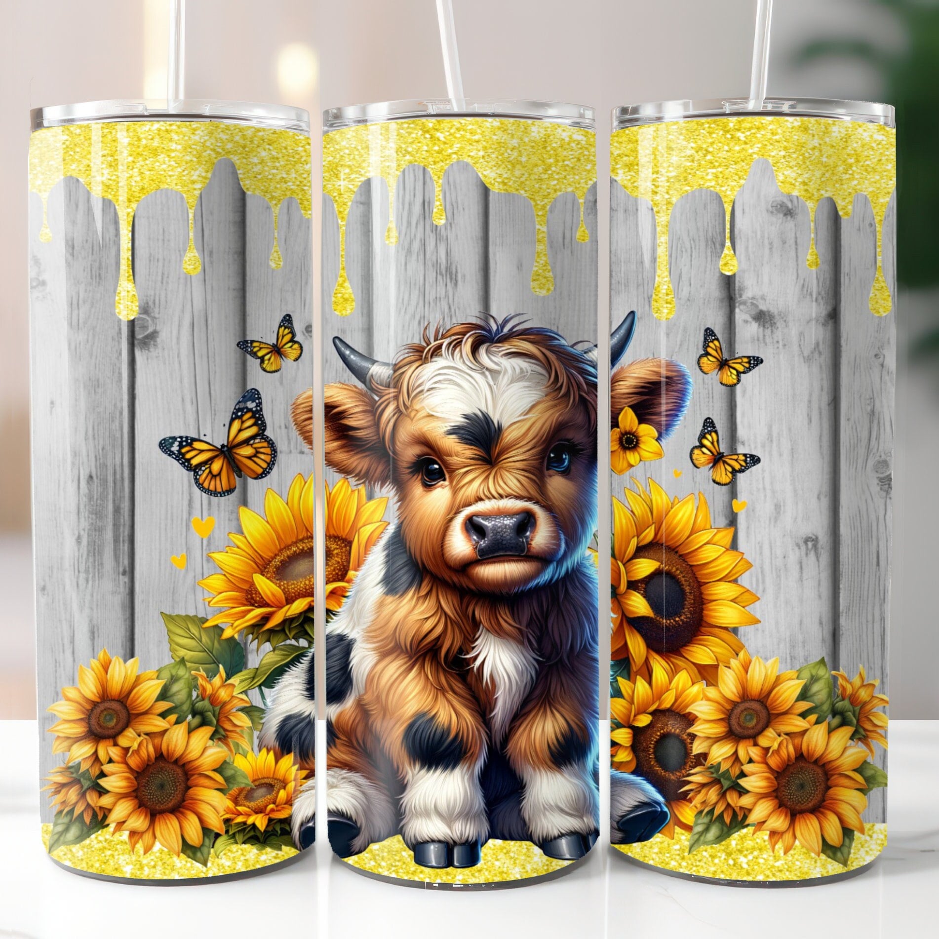 Highland Cow 20oz Tumbler Design, Highland Cow Tumbler Wrap PNG ...