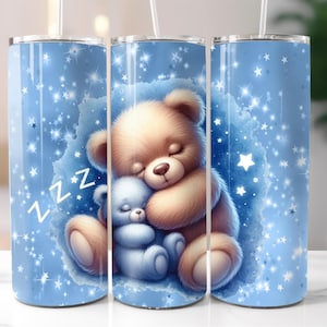 Cute Boy Teddy Bear 20oz Tumbler Wrap, Instant Digital Download, Straight Skinny Tumbler Wrap PNG, Sublimation Digital Download