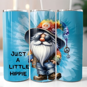 Just A Little Hippie Gnome 20oz Tumbler Wrap, Straight Skinny Tumbler Wrap PNG, Digital Download, Hippie Gnome Tumbler Design