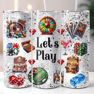 Casino 20oz Tumbler Wrap, Straight Skinny Tumbler Wrap PNG, Digital Download, Fun Sublimation Design, Instant Download PNG,
