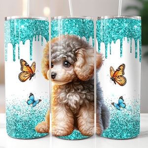 Poodle 20oz Tumbler Wrap, 20oz Tumbler Design, Sublimation Download, Straight Skinny Tumbler Wrap PNG, Digital Download PNG