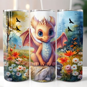 Dragon 20oz Tumbler Wrap, Straight Skinny Tumbler Wrap PNG, PNG Digital Download, 20oz Sublimation Dragon Design PNG