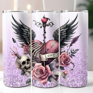 Gothic Valentines Day 20oz Tumbler Wrap, Valentine Tumbler Wrap PNG, Digital Download, 20oz Sublimation Design, Gothic Design PNG