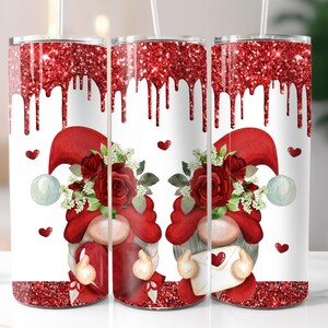 Valentine Gnomes 20oz Tumbler Wrap Design, Instant Digital Download PNG, 20oz Tumbler Sublimation Design, Gnome Tumbler Wrap PNG