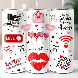 Valentines 20oz Tumbler Wrap PNG, 20oz Skinny Tumbler Wrap, Digital Download, Sublimation Design, Valentines Day Tumbler Design