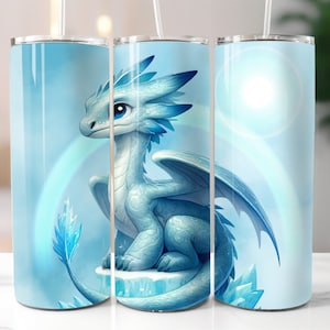 Blue Dragon 20oz Tumbler Wrap, 20oz Straight Skinny Tumbler Design PNG, Digital Download, Sublimation Design, Instant Download PNG