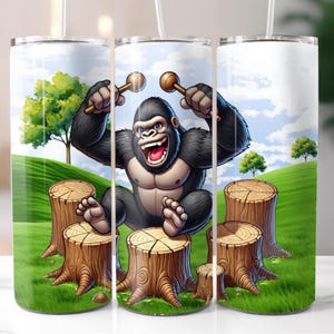 Gorilla 20oz Tumbler Wrap, Instant Digital Download, Straight Skinny Tumbler Wrap PNG, Sublimation Digital Download