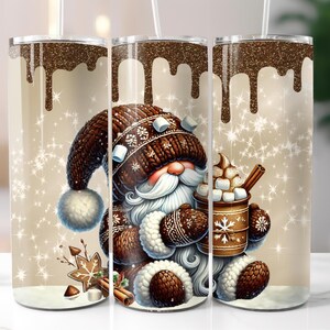 Coffee Gnome 20oz Tumbler Wrap, Straight Tumbler, Digital Download PNG, Gnome Sublimation Design,  Sublimation Design