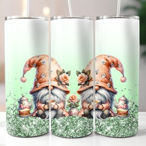 Tea Time Picnic Gnome Design, 20oz Tumbler Wrap, Straight Tumbler Wrap PNG, Digital Download, 20oz Sublimation Design, Gnome Design