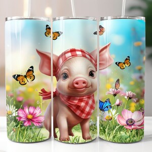 Cute Pig Design 20oz Tumbler Wrap, Sublimation Download, Straight Skinny Tumbler Wrap PNG, Sublimation Design, Digital Download