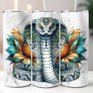 Snake 20oz Tumbler Wrap, 20oz Snake Tumbler Design, Tumbler Wrap Digital Download, 20oz Sublimation Design, Cobra Snake Design PNG