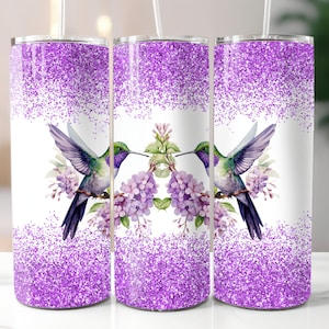 Hummingbird With Glitter Design, 20oz Tumbler Wrap, Straight Skinny Tumbler Wrap PNG, Digital Download, 20oz Sublimation Design