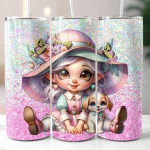 Pretty Girl Gnome 20oz Tumbler Wrap, Gnome Tumbler Design, Straight Skinny Tumbler Wrap PNG, Digital Download, Girl Gnome Tumbler Design