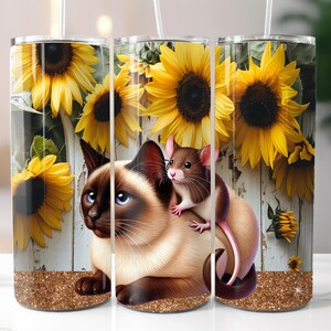 Siamese Cat 20oz Tumbler Wrap, Sublimation Design Download, Straight Skinny Tumbler Wrap PNG, Instant Digital Download