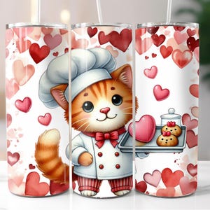 Valentine Kätzchen 20 Unzen Tumbler Wrap, 20 Unzen Tumbler Wrap PNG, digitaler Download, Sublimationsdesign, Katze PNG, Hund Tumbler Design