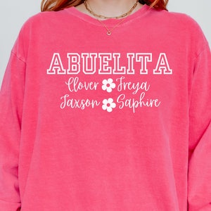 Personalized Abuelita Long Sleeve with Kid Names, Personalized Abuelita Sweater, Gift for Christmas Long-Sleeve Abuelita, Abuelita Gift