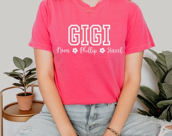 Custom Gigi Shirt with Children's Names, Comfort Colors Shirt, Gigi Shirt, Gigi Shirts, Gift For Gigi, Mother's Day Shirt, Mother's Day Gift