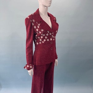 1970’s polyester women’s red pants suit