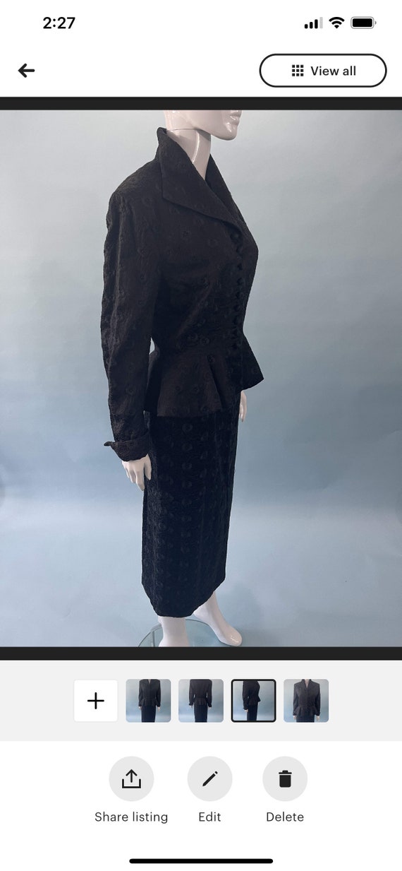 1940’s Lilli Ann black two piece skirt suit